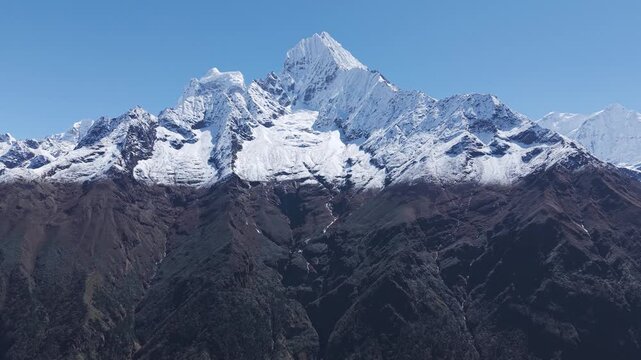 Aerial view of Thamserku mountain in Khumbu, Himalayas, Nepal