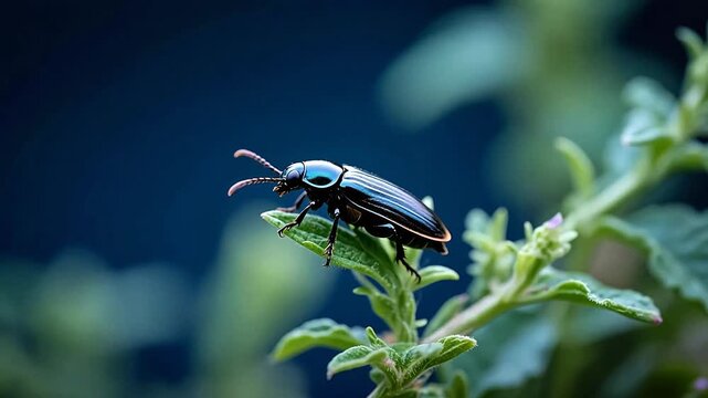 BlackBeetleonGreenLeaf