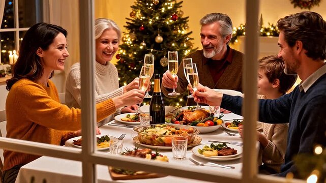 Family celebrating Christmas dinner