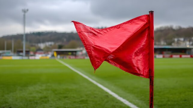 football pitch corner flag waving wind