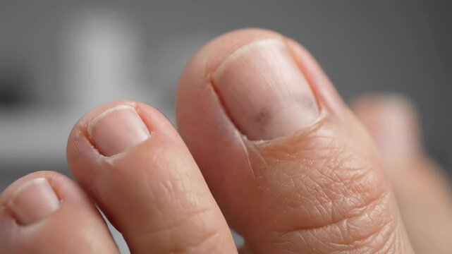 Fingernail Changes from Lichen Planus Showing Ridging and Thinning, Medical Close Up