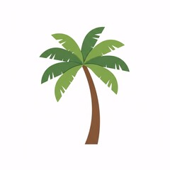 Simple graphic illustration of a tropical palm tree with green leaves and a brown trunk on a white background.