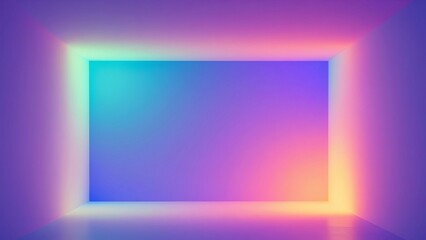 Futuristic Empty Room with Colored Neon Light Gradient