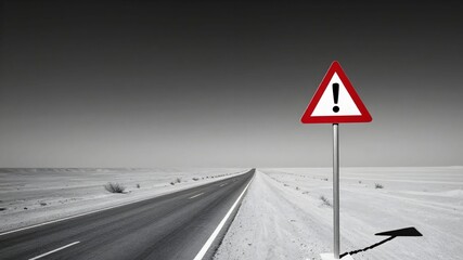 Warning Sign on Lonely Desert Highway