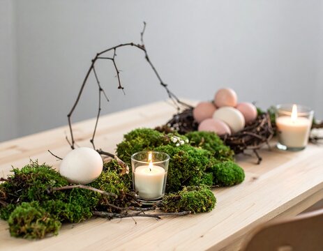 Nat&uuml;rliche Osterdeko mit Moos und Eiern