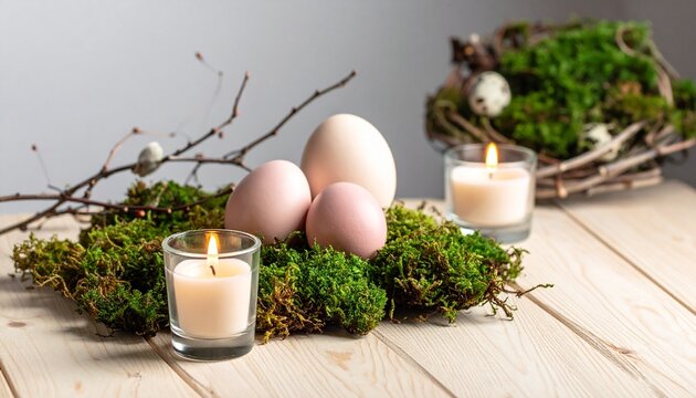 Nat&uuml;rliche Osterdeko mit Moos und Eiern