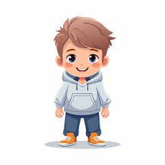 Cute Cartoon Boy with Green Eyes and Stylish Hair.