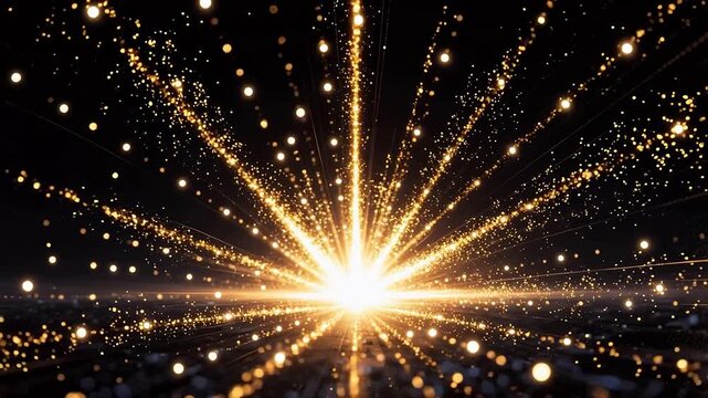 RadiantGoldenLightBurstonBlackBackground