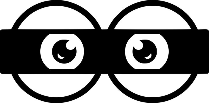 Mystery cartoon eyes with black mask. Vector icon for ninja characters, secret agents, superheroes, and stealth mode themes. Isolated comic element for mascot and character design projects