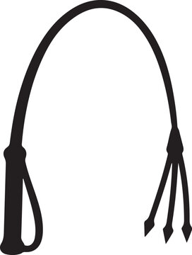 A black silhouette of a cat o' nine tails whip