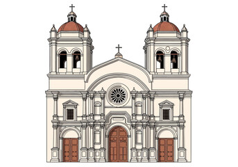 Fototapeta premium Large White Church Building Architecture.