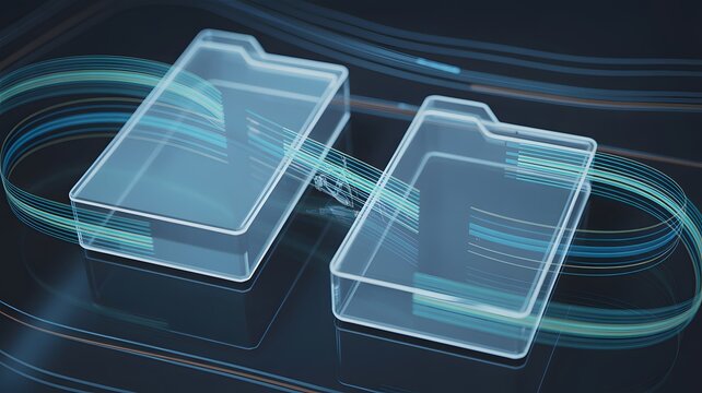 Digital Cloud Data Storage and File Transfer Concept with Futuristic Folder Interface
