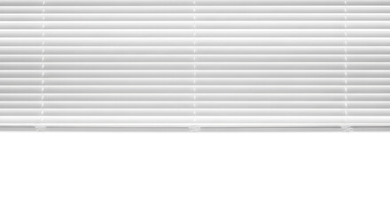 Horizontal white window blinds providing adjustable light control and privacy, creating a clean and modern interior design element