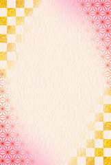 和柄　市松模様　麻の葉　文様　和紙　和風　枠　和　素材　和モダン　おしゃれ　シンプル　年賀　お歳暮　ひな祭り　縦長　Japanese pattern.Celebration Frame.