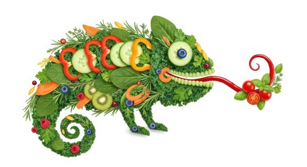 Fototapeta premium Creative food art: Chameleon made of vegetables