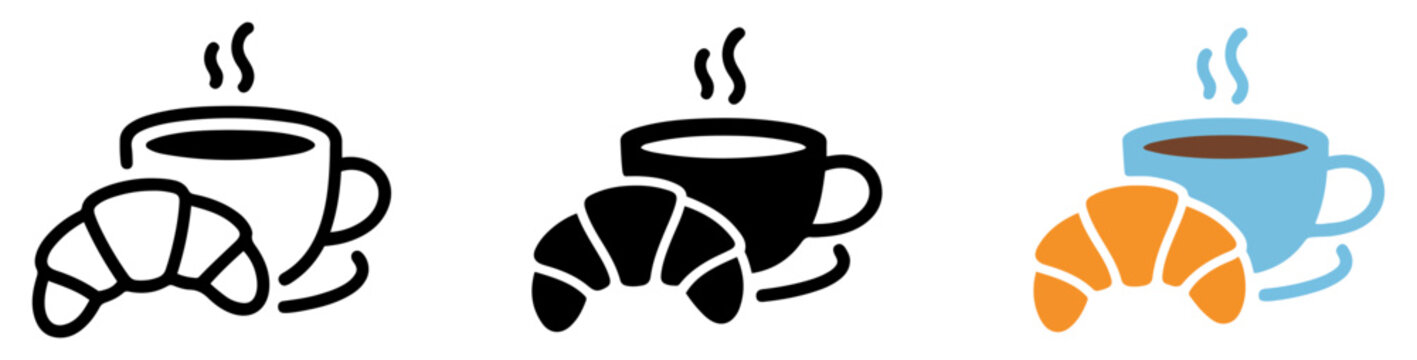 coffee croissant breakfast cafe icon