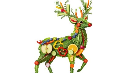 Fototapeta premium Creative vegetable deer, healthy eating concept