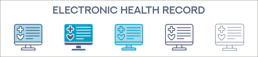 Fototapeta premium Electronic Health Record Element For Design Graphic - Multi Styles. Vector Illustration Of Two Colored And Black. Multiple Icons Designs Can Be Used For Mobile, Ui, Web 