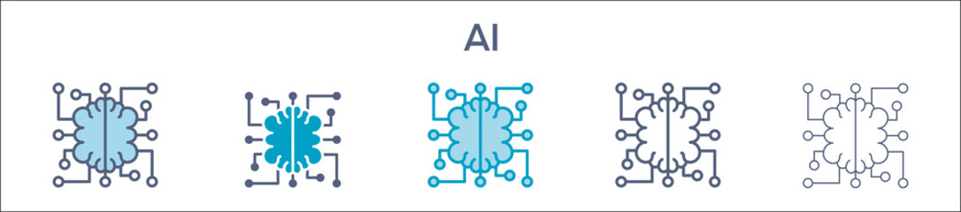 Ai Element For Design Graphic - Multi Styles. Vector Illustration Of Two Colored And Black. Multiple Icons Designs Can Be Used For Mobile, Ui, Web 