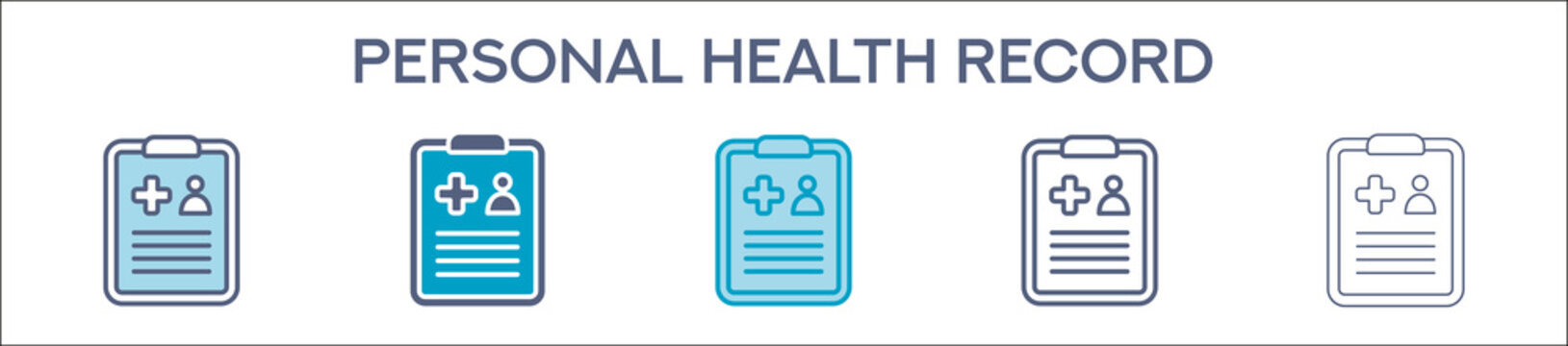 Personal Health Record Element For Design Graphic - Multi Styles. Vector Illustration Of Two Colored And Black. Multiple Icons Designs Can Be Used For Mobile, Ui, Web 