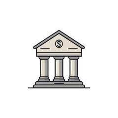 Obraz premium Modern bank building with columns and dollar sign