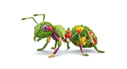 Fototapeta premium Vegetable Ant: Creative Food Art on White