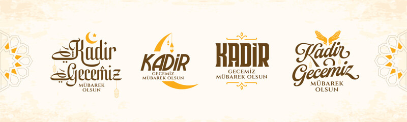 Kadir gecesi mübarek olsun. logo set Translation: God Bless magnitude night, Muslim Holiday © efasein