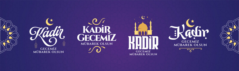 Kadir gecesi mübarek olsun. logo set Translation: God Bless magnitude night, Muslim Holiday © efasein
