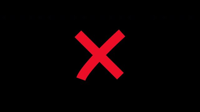 Red x mark error incorrect symbol transparent background ideal for conveying negation, incorrectness, deletion, or refusal in user interfaces, presentations, or warnings.