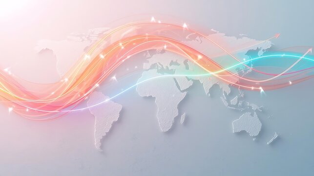 Migration data global refugee statistics concept with glowing world map lines illustrating cross border mobility flows and displacement patterns