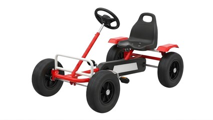 A red and black go-kart on transparent background