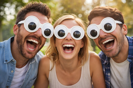 Amici con occhiali divertenti