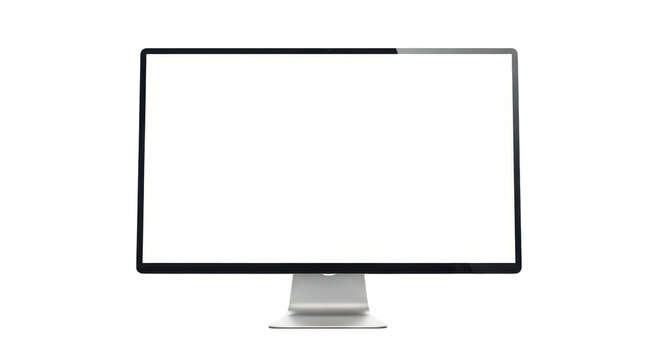 Modern computer monitor mockup with blank white screen isolated on transparent background, png