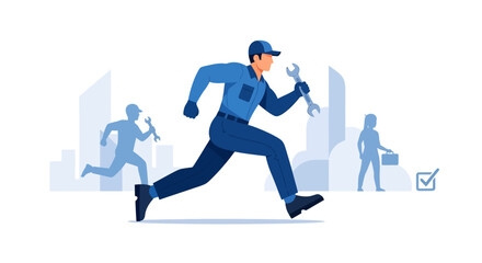 Businessman Running Fast in Urban Environment