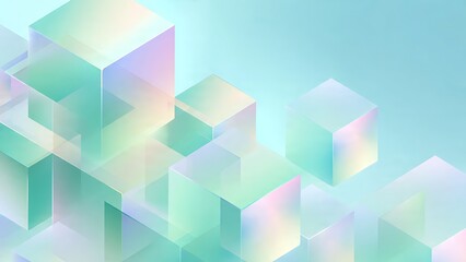 Soft Pastel Gradient Background with 3D Transparent Cubes