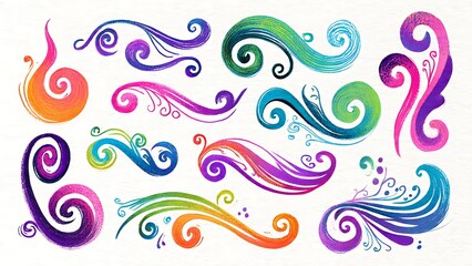 Colorful Swirls Illustration Created with Brush and Pen Techniques