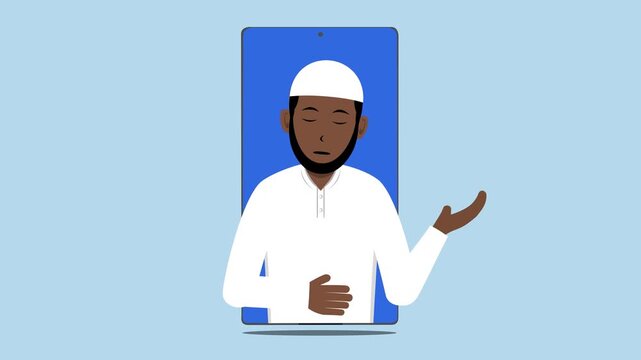 Smartphone With Black Male Muslim Teacher Animation Video 4K suitable for your project needs