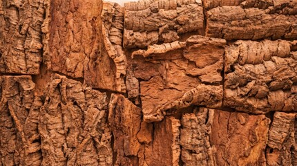 Fototapeta premium Rough tree bark texture with deep fissures and earthy tones