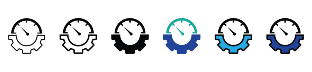 Productivity Clock Gear Vector Icons Collection