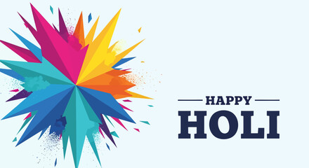Obraz premium Colorful Holi Festival Splash with Text Happy Holi