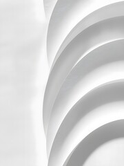Minimal White Abstract Paper Cut Background with Layered Curved Waves and Soft Shadows