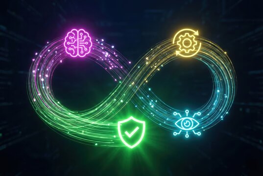 3D infinity symbol mapping an AI agentic reasoning loop