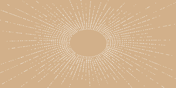Abstract retro background with rays and a sun flower design featuring orange and yellow geometric circle patterns in a seamless vector illustration with guilloche texture and round line art