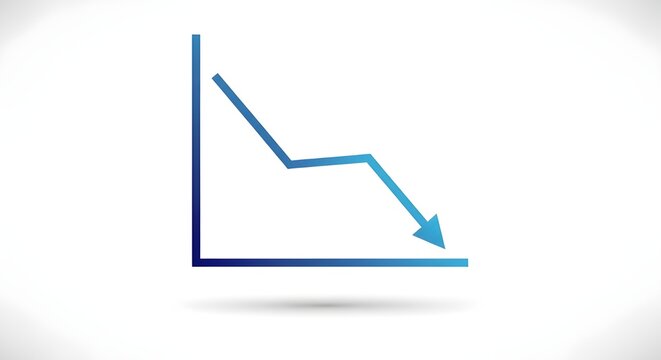 Blue Gradient Line Graph Showing Downward Trend Icon