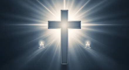 Fototapeta premium A radiant cross shines brightly with divine light