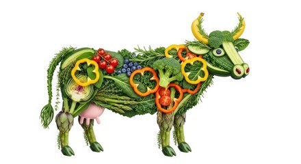 Fototapeta premium Vegetable cow art: Healthy food concept