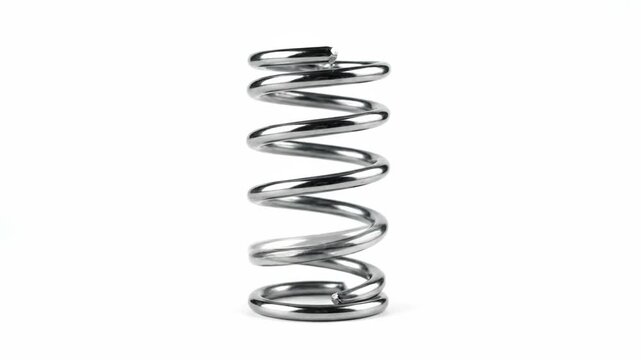 Metal Coil Spring on White Background.