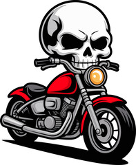 Obraz premium Skull Motorcycle Rider Illustration