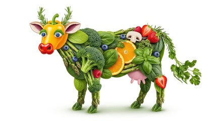 Fototapeta premium Vegetable cow. Vegan food art concept. Healthy eating.