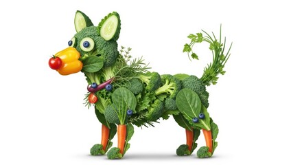Obraz premium Vegetable dog: Healthy food art, creative nutrition concept